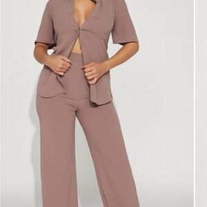 Fashion Nova Mauve Wide Leg Pants Set